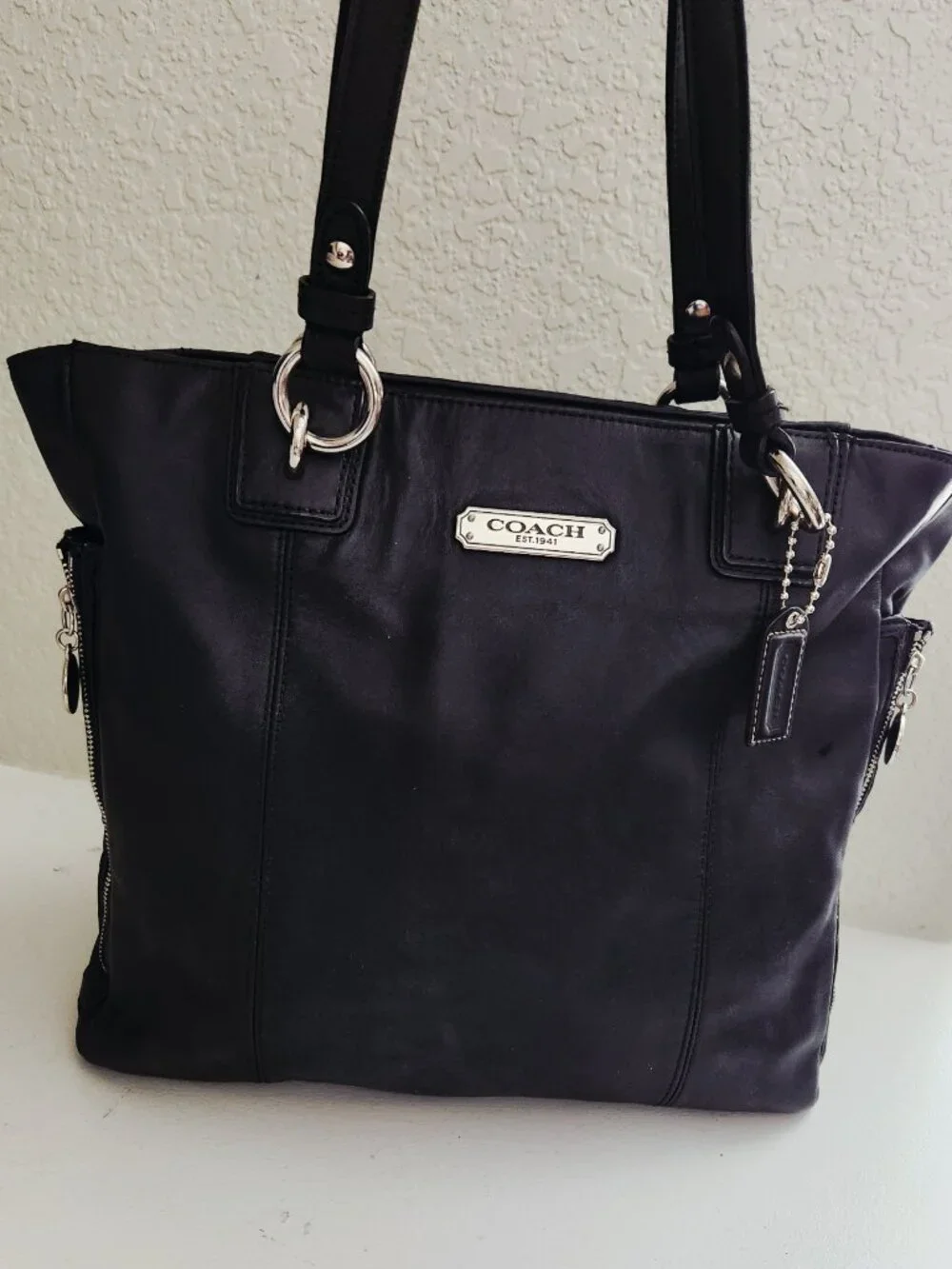 Euc Vintage Coach Gallery Y2k Black Leather Satchel Handbag Purse